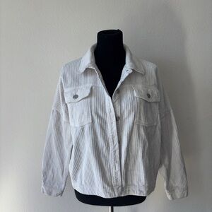 Women's Cream Corduroy Button-Front Jacket